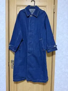 ダークブルー コットン ロングコート Mサイズ
