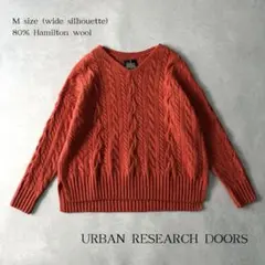 アーバンリサーチドアーズ ハミルトンウール アラン柄Vネックニット オレンジ