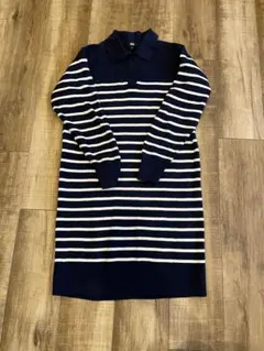 UNIQLO ストライプニット ワンピース S ネイビー/ホワイト