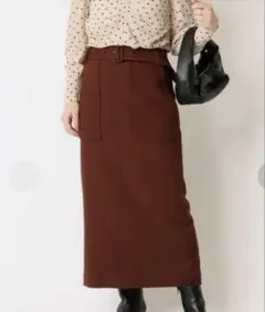 U by SPICK&SPAN ベルト付きタイトスカート ブラウン 36 美品