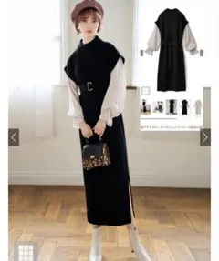 値下げしました【未使用】ブラックニットロングワンピース
