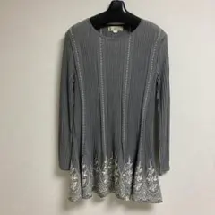 馬里邑（Filare(フィラーレ)） リブ編みフレア裾の長袖チュニックL グレー