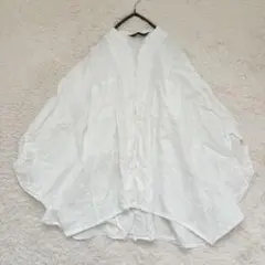 美品✨人気✨洗える✨ミズイロインド　リネンスタンドカラーコクーンシャツ　ブラウス