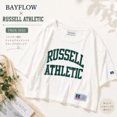 BAYFLOW別注 ラッセルアスレチック クロップドTシャツ 白 F 綿100%のサムネイル