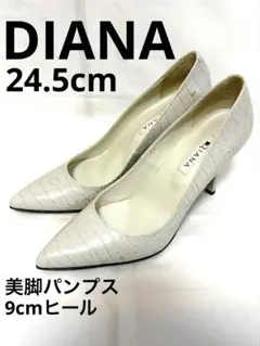 美品 DIANA ダイアナ メッシュ パンプス 24イントレチャートシルバー