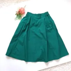 g215　earth music&ecology 綿 フレアスカート 緑 F