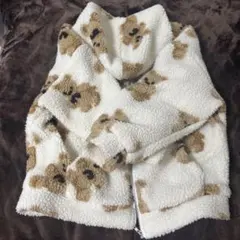 犬模様フリースパーカー フード付き