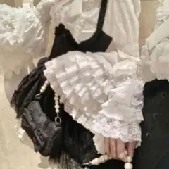 ロリータ ブラウス 白 長袖 フリル 姫袖 ゴスロリ レース 地雷 量産のサムネイル