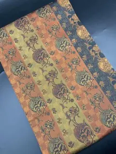 高級　正絹　洒落帯　名古屋帯　縦模様　植物　草花　290