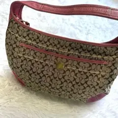 COACH シグネチャー ショルダーバッグ ピンク レザー　y2k
