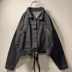 オーバーサイズ 変形 ミリタリー デニムジャケット ジージャン y2k 短丈