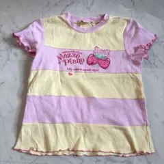 激レア！希少！メゾピアノ いちご 半袖 Tシャツ ボーダー パステル 平成レトロ