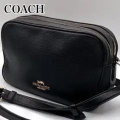 COACH ブラック レザー ショルダーバッグ