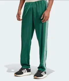adidas 緑 トラックパンツ 裏ポケットロゴ ジャージ ウエスト白メンズXL