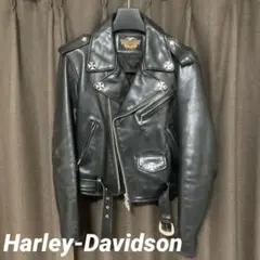 希少　ハーレーダビッドソン　牛革　レザー　ダブルライダースジャケット　革ジャン