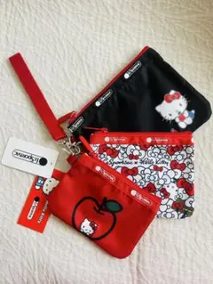 【新品】レスポートサックとハローキティコラボの限定デザイン 3連ポーチ①