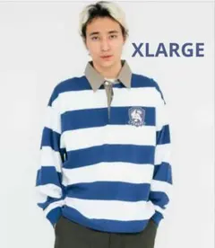 【美品】XLARGE EMBLEM STRIPED RUGBY SHIRTのサムネイル