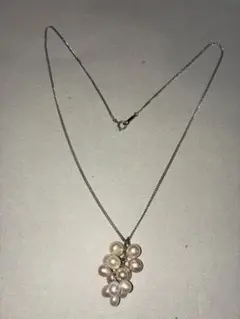 ☆美品☆本真珠付シルバーネックレス