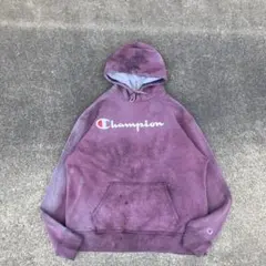 ソ*ダ様 鬼フェード Championロゴパーカー XL褪色 ナス紺 グランジ