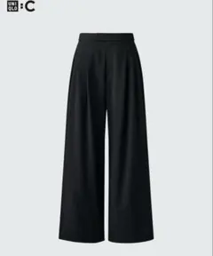 ユニクロ　ユニクロシー　UNIQLO C　感動タックワイドパンツ　ブラック　S