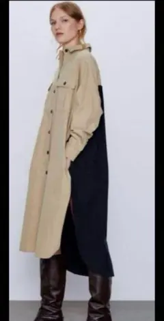 ZARA シャツワンピース L バイカラー