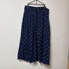 水玉 ドット フレアスカート ネイビーのサムネイル