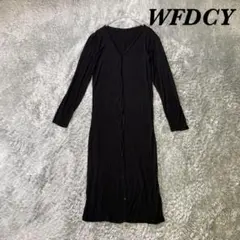 WFDCY 長袖カーディガン ロング丈 細身 カジュアル レディース ブラック