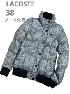 《LACOSTE》38 青系 花柄 ダウンジャケット フード欠品