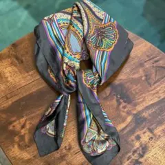 ペイズリー柄 シルクスカーフ 約106cm