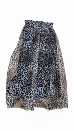 ヒョウ柄 シフォン フレアスカート　M 春