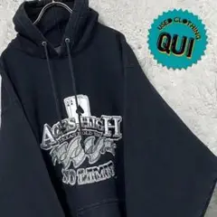 レア古着○リバースウィーブ刺繍スウェットパーカー ブラック メンズXL