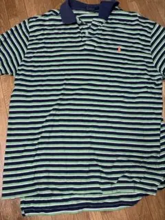 ストライプ ポロシャツ ネイビー襟