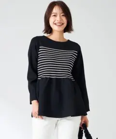 【新品】スポンディッシュ ストライプ ペプラム ニット anysis エニスィス