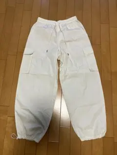 gu レディース カーゴプルオンパンツ ホワイト ドローストリング