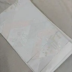 はるみ様専用508-44　袋帯　二重太鼓2部式作り帯　御所車　菊　吉祥柄　 白金