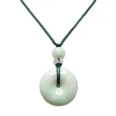 AAA-ひすい本翡翠ジェダイト天然石丸ペンダント定番ネックレス平安御守 A3