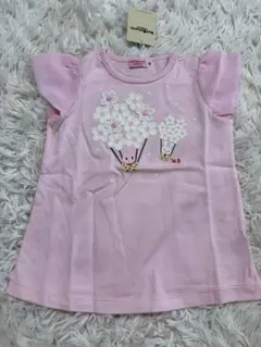 新品　ミキハウス　ホットビスケッツ　90 半袖　Tシャツ　ピンク　2歳　花　80