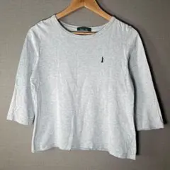 訳あり特価【EAST BOY】7分袖Tシャツ(M)グレー女神刺繍ロゴシンプル
