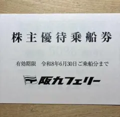 阪九フェリー株主優待券　一冊　（旅客×2枚　乗用車×1枚入り）のサムネイル
