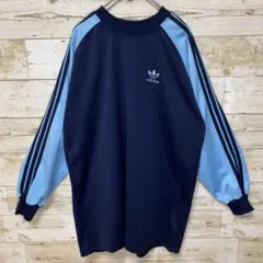 adidas ビンテージ　スウェット トレフォイル ネイビー×ブルー