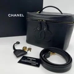 シャネル バニティ キャビアスキン 4番台　 ショルダーバッグ ブラックレザー