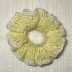 シュシュ 黄色 編み物 ハンドメイド