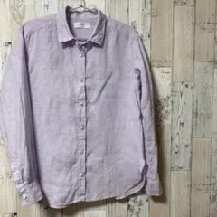 UNIQLO 薄紫 リネン 長袖シャツ M