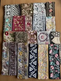 19.インド刺繍リボン　50cm 幅色々20本