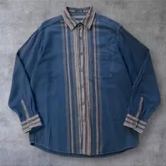 珍品 ヴィンテージ マルチストライプ エスニック シャツ インド綿