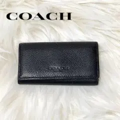 極美品✨COACH コーチ キーケース キーリング 三つ折り レザー ブラック
