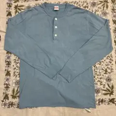 Healthknit ヘンリーネックシャツ ブルー系　フェードブルー
