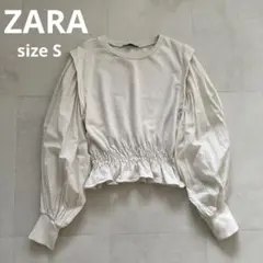 ZARA シャーリングデザイン 長袖トップス ポワン袖