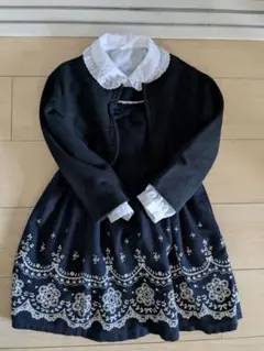 ブラック刺繍ドレス＆ジャケット　ブラウス3点セット