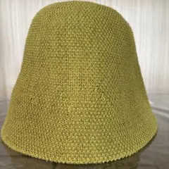 クラッシャーハット クロシェハット バケットハット 麻 イエロー 鶸色